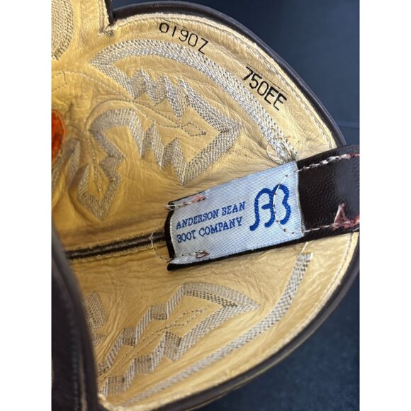 Anderson Dean Ostrich Leather Western Boots Brown Square Toe 7.5 - Picture 7 of 9